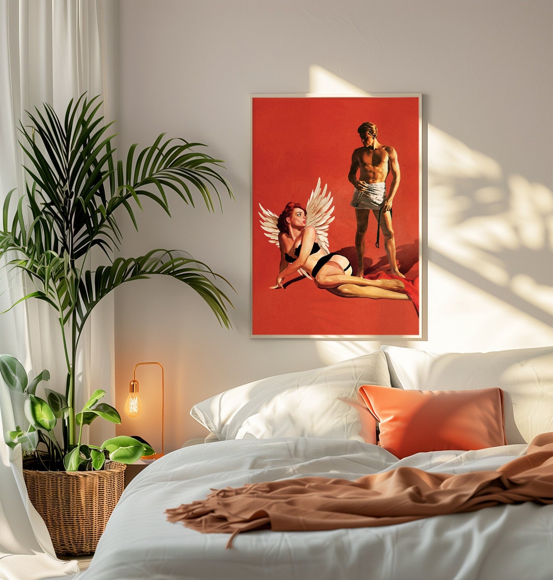 Love Angel Red Pin Up Surreal Collage Bold Romantic Wall Art