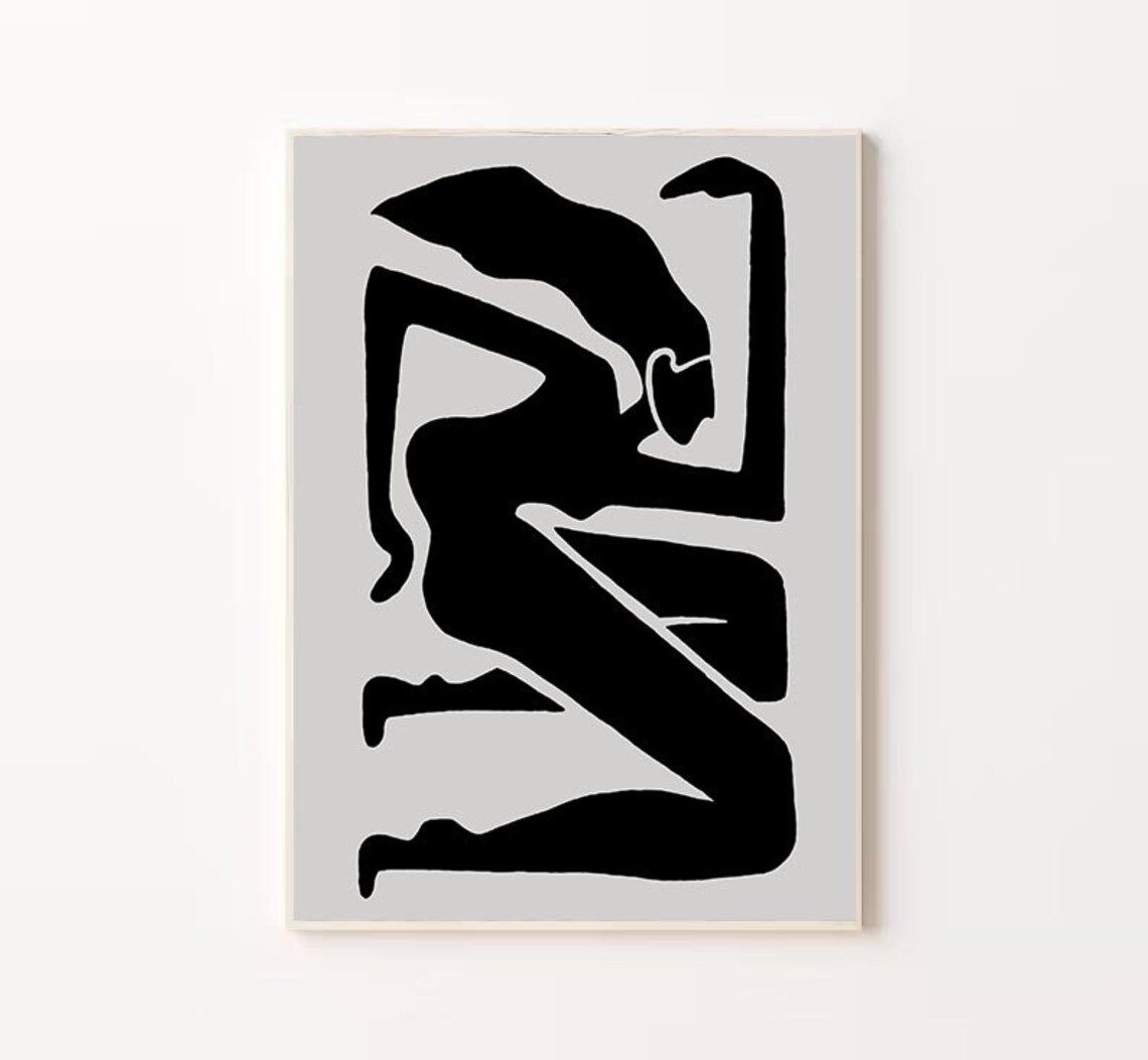 Abstract Reclining Woman Black and White Silhouette Figure Art Poster