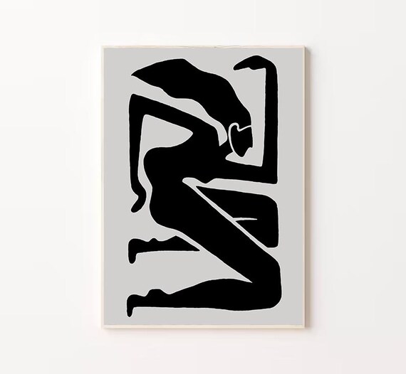 Abstract Reclining Woman Black and White Silhouette Figure Art Poster