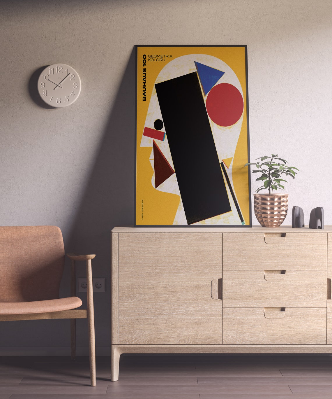 Bauhaus 100 Geometria Koloru Yellow Abstract Face Geometric Art Poster - Image 2