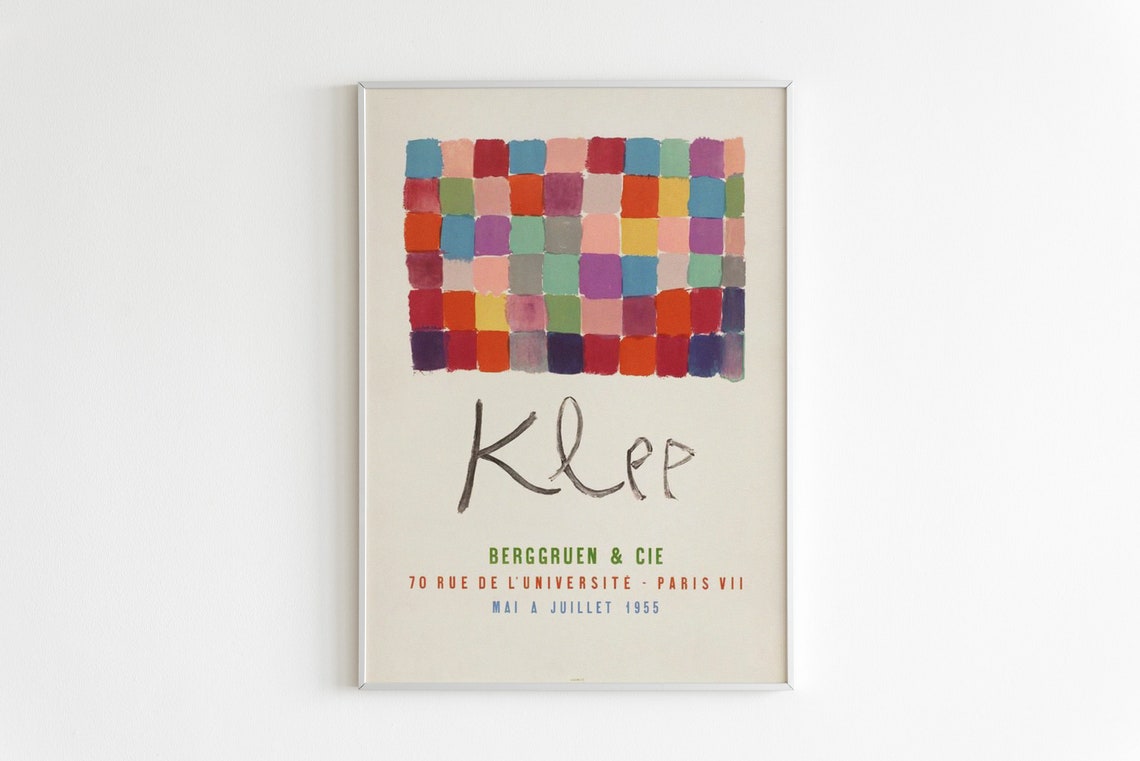 Paul Klee Colorful Watercolor Squares Paris 1955 Exhibition Poster - Image 3
