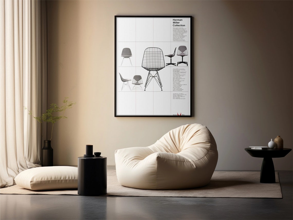 Herman Miller Collection Wire Frame Chair Mid Century Vintage Print - Image 2