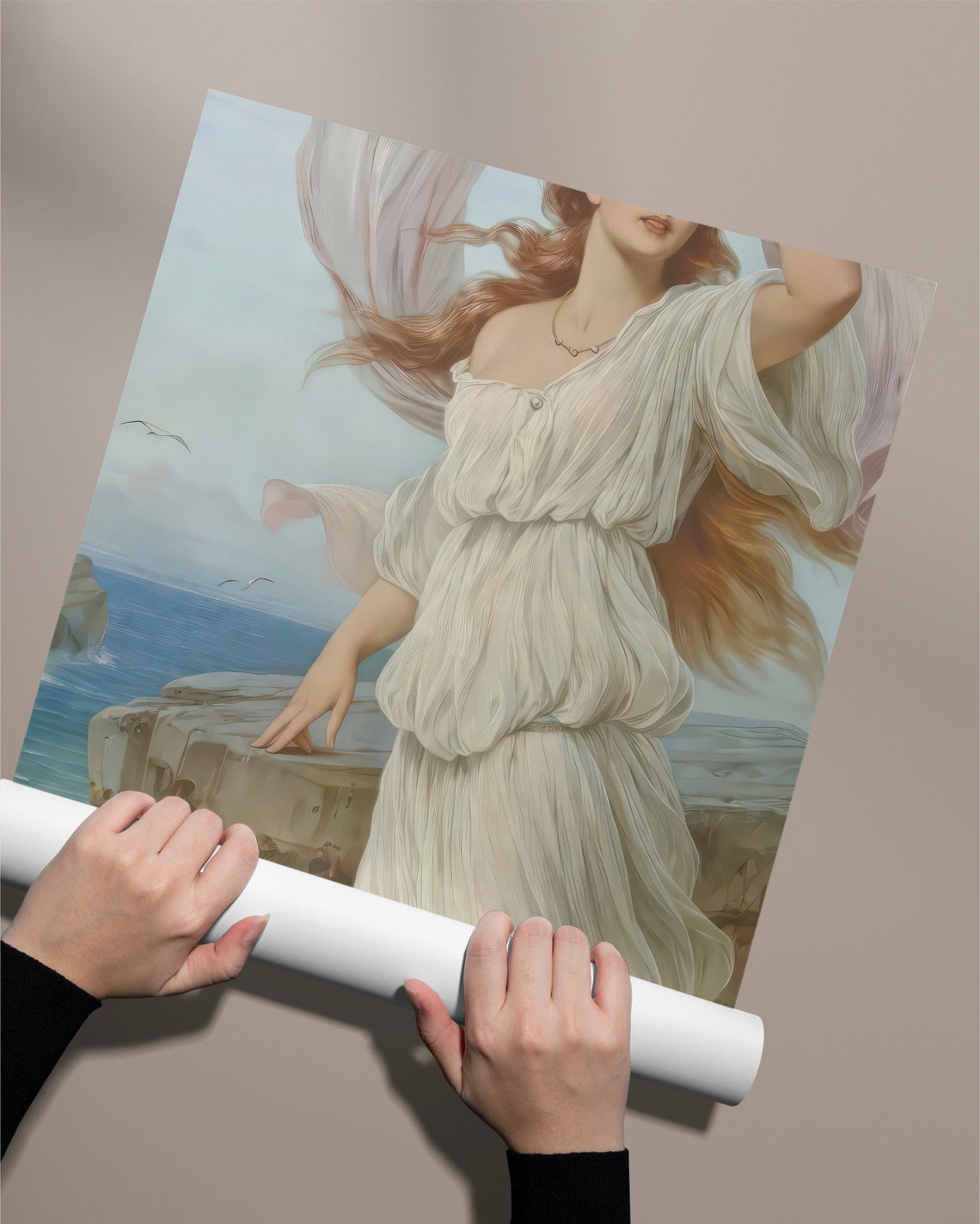 Miranda The Tempest White Gown Seaside Classical Painting Poster - Image 3