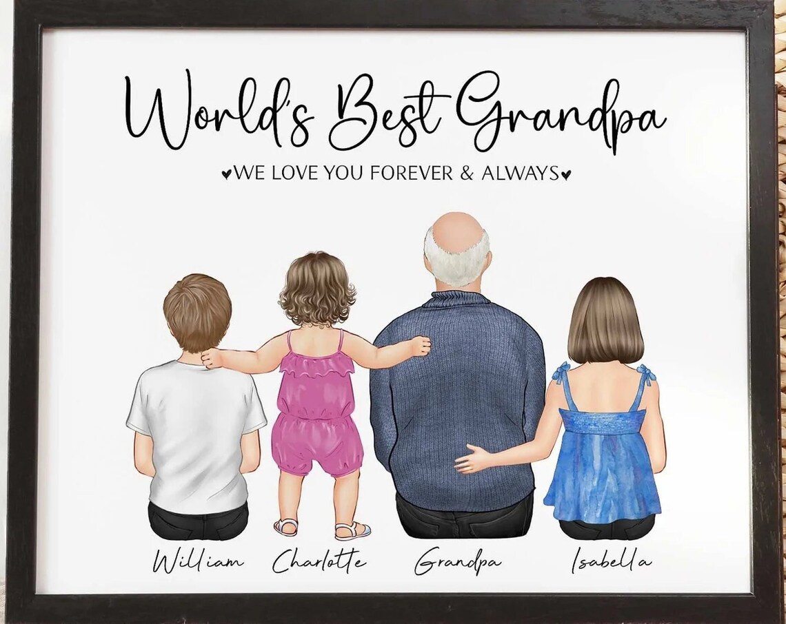 World's Best Grandpa With Three Grandkids We Love You Forever Poster