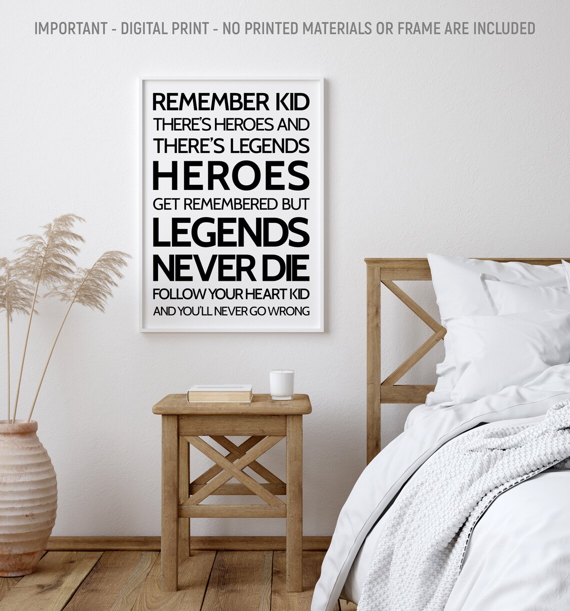 Remember Kid Heroes Remembered Legends Never Die Quote Art Poster - Image 2