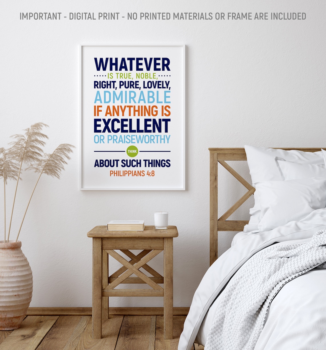 Whatever Is True Philippians 4:8 Colorful Typography Scripture Poster - Image 2