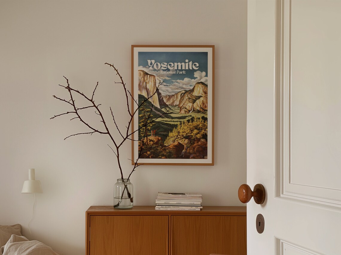Yosemite Retro Travel Poster, Sierra Nevada Landscape - Image 2