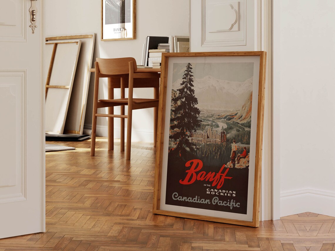 Banff Retro Travel Poster, Canadian Rockies