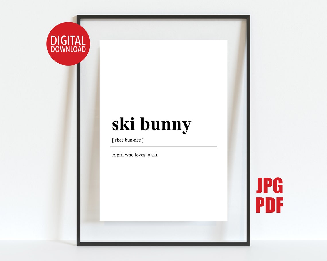 Ski Bunny Dictionary Definition Girl Skier Gift Cute Winter Poster
