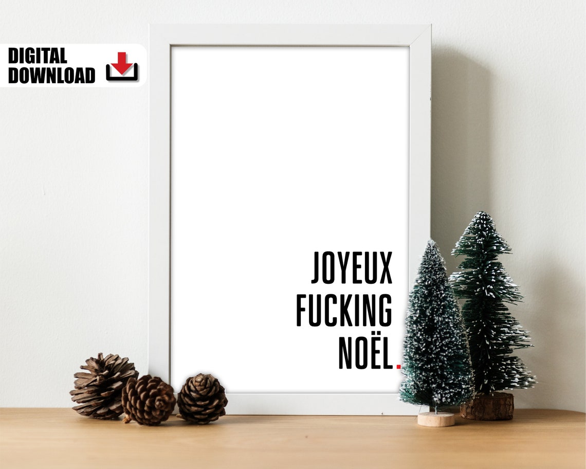 Sarcastic Holiday Humor Poster French Christmas Sayings Rude Festive Office Print Merry Fucking Christmas Secret Santa Gift - Image 2