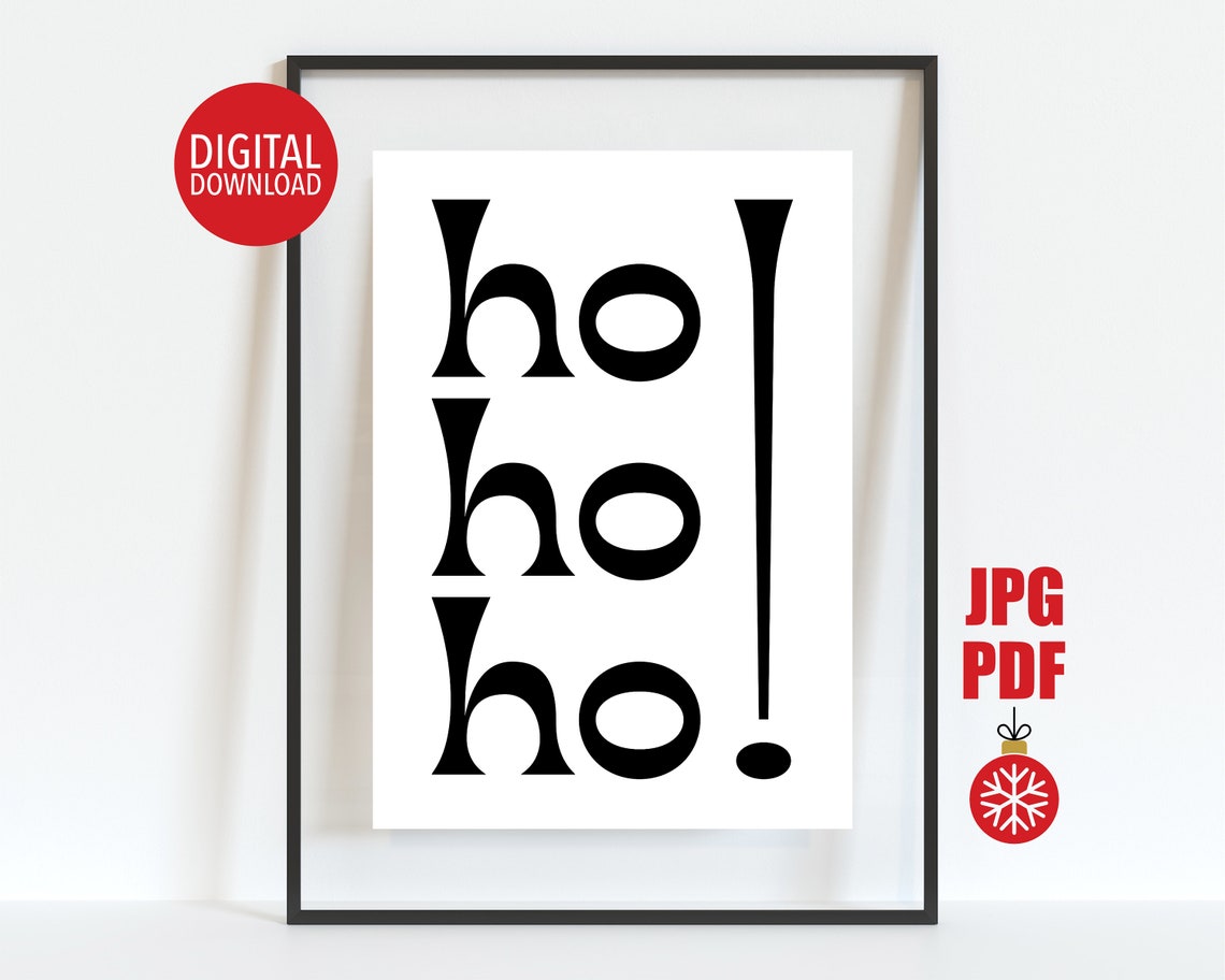 Ho Ho Ho Black Serif Modern Minimalist Typography Christmas Poster
