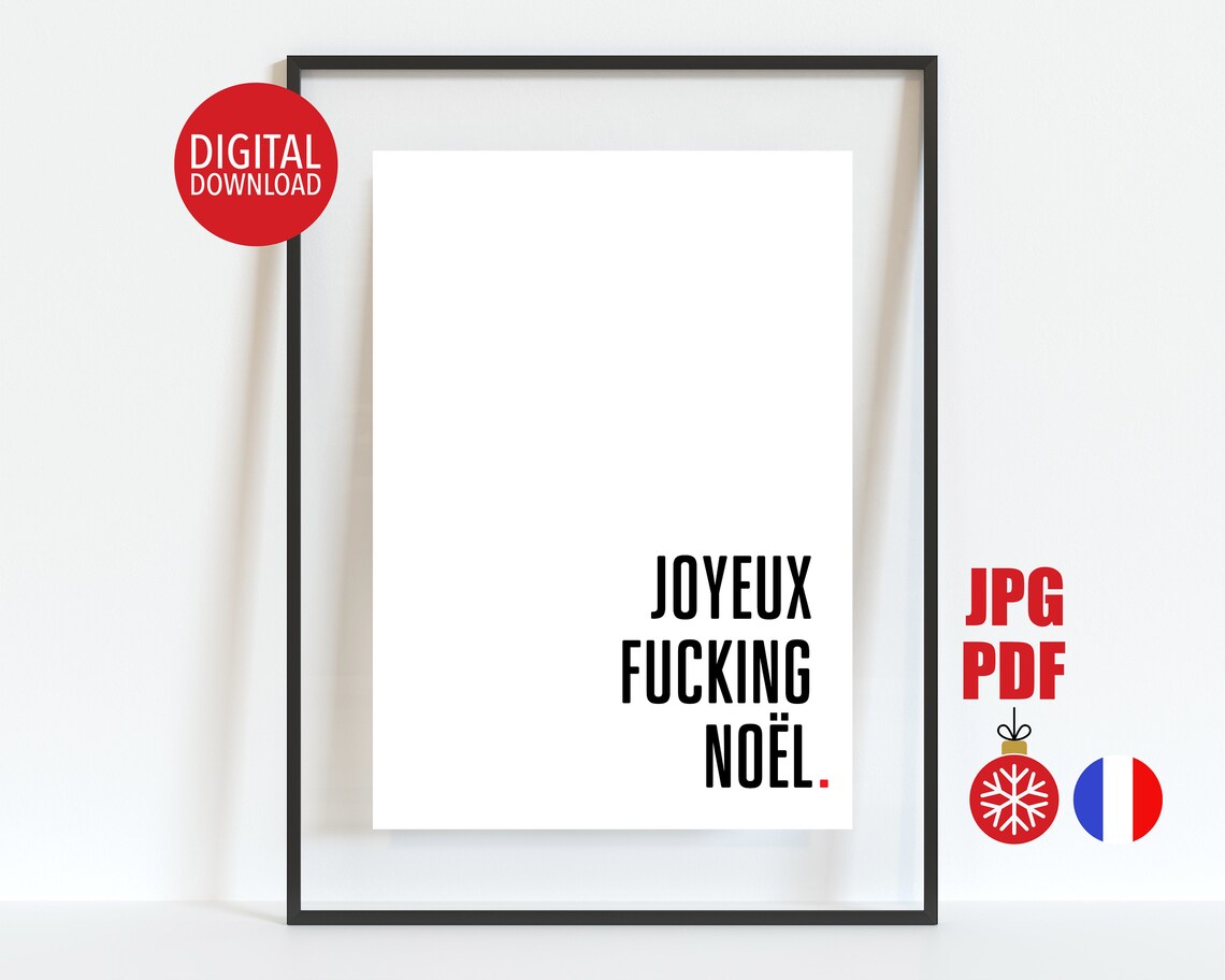 Joyeux Fucking Noel French Sarcastic Christmas Quote Funny Poster