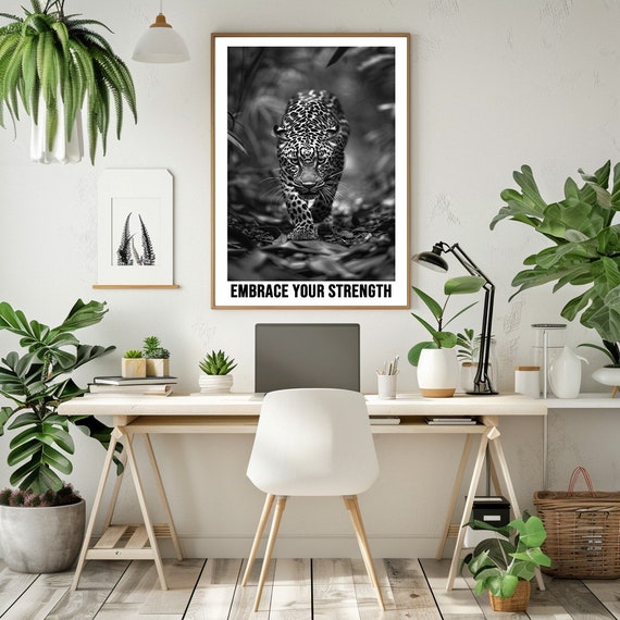 Black And White Photography Embrace Your Strength Inspirational Animal Picture In Various Sizes From 4x6 10 X 15 Cm To 24x36 60 X 90 Cm