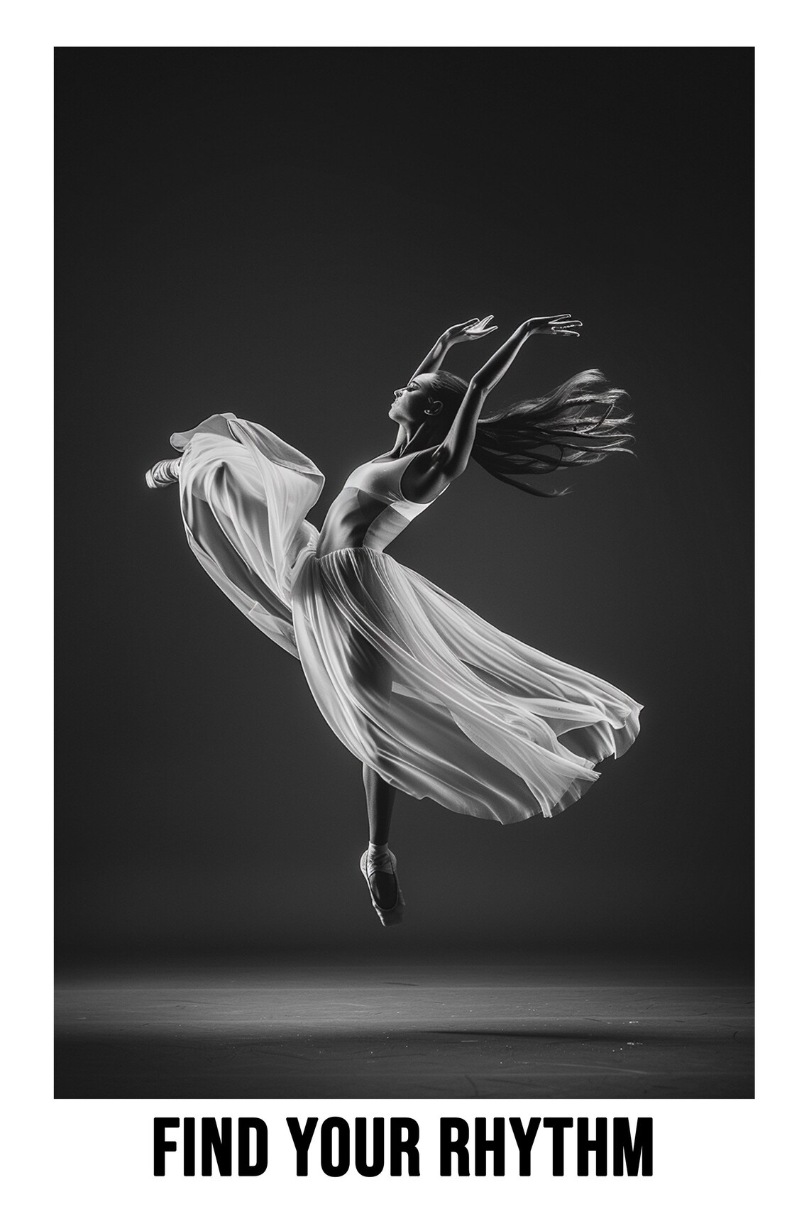 Find Your Rhythm Ballerina Dance Black And White Photo Poster - Image 2
