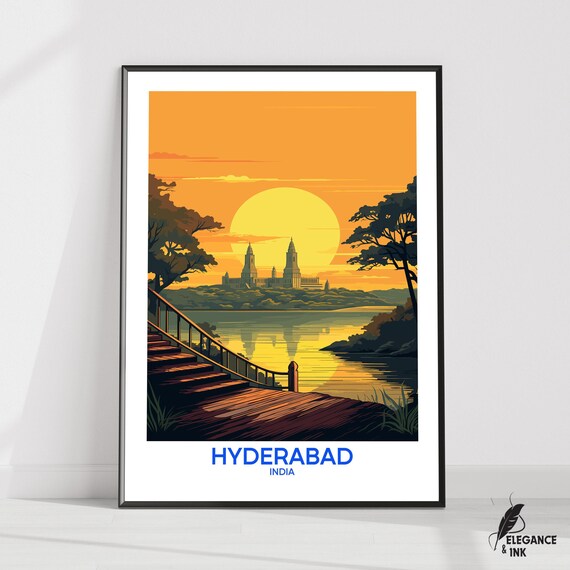 Hyderabad Wall Hanging Posterhyderabad Flat Vector Illustration Canvastelangana Handmade Wooden Frame And Unframed Colorful Vintage Gift