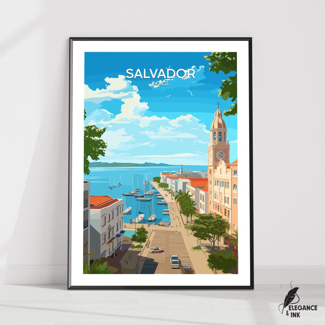 Salvador Travel Print Wall Artsalvador Minimalist Painting Modern Poster Artworkbahia Home Decor Exhibition City Photo