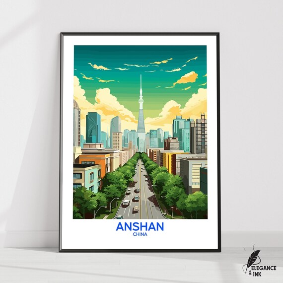 Anshan Wall Hanging Posteranshan Flat Vector Illustration Canvasanshan Handmade Wooden Frame And Unframed Colorful Vintage Gift