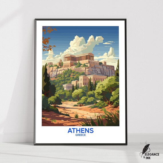 Athens Posterathens Travel Printathens Wall Artathens Decorathens Illustrationathens Art Gift Ideawedding Anniversary
