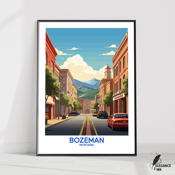 Bozeman Posterbozeman Travel Printbozeman Wall Artbozeman Decorbozeman Illustrationwall Art Gift Ideawedding Anniversary