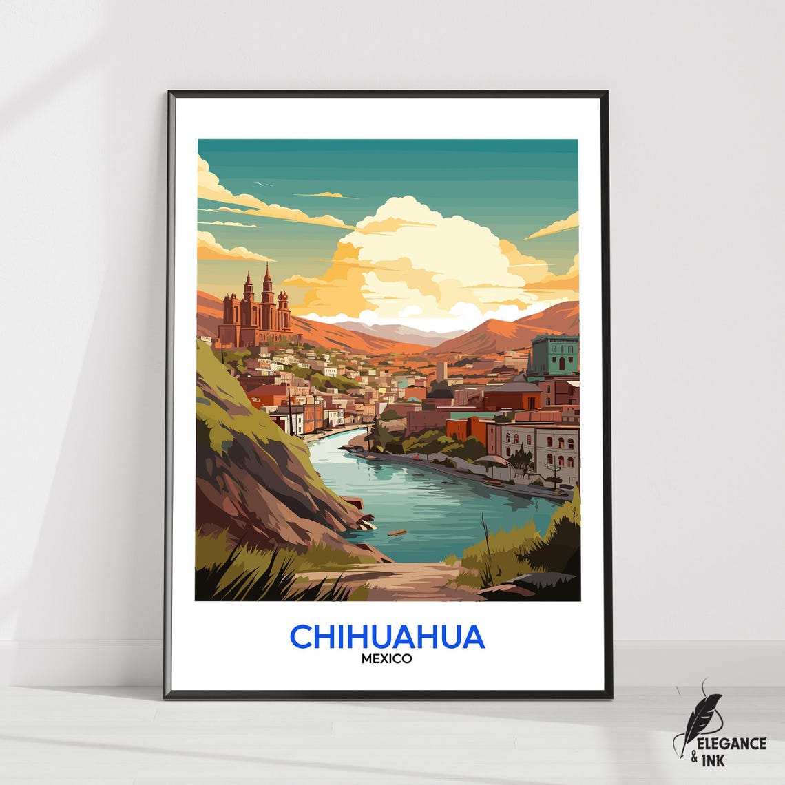 Chihuahua Travel Wall Art Posterchihuahua Vintage City Paintingchihuahua Mexico Decor Poster