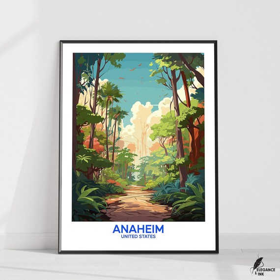 Anaheim Wall Hanging Posteranaheim Flat Vector Illustration Canvasanaheim Handmade Wooden Frame And Unframed Colorful Vintage Gift