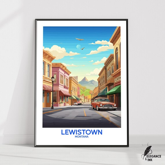 Lewistown Posterlewistown Travel Printlewistown Wall Artlewistown Decorillustrationwall Art Gift Ideawedding Anniversary