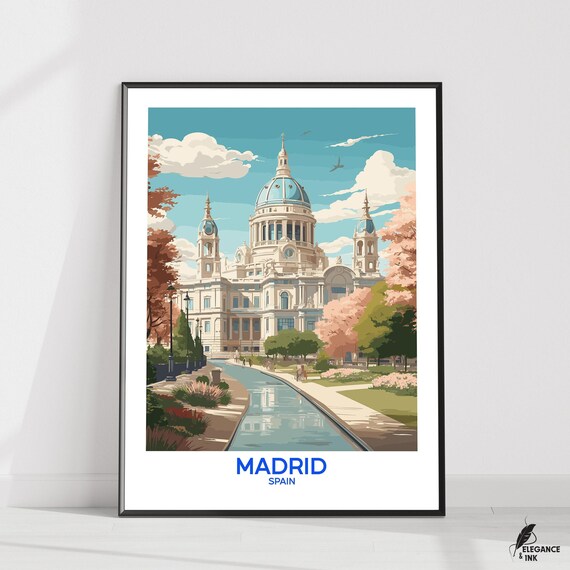 Madrid Postermadrid Wall Artmadrid Decormadrid Travel Printillustrationhome Decorwall Art Gift Ideawedding Anniversary