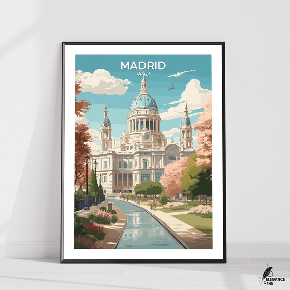 Madrid Printmadrid Travel Gallerymadrid Vintage Artwork Painting Illustrationmadrid Home Decorwall Art