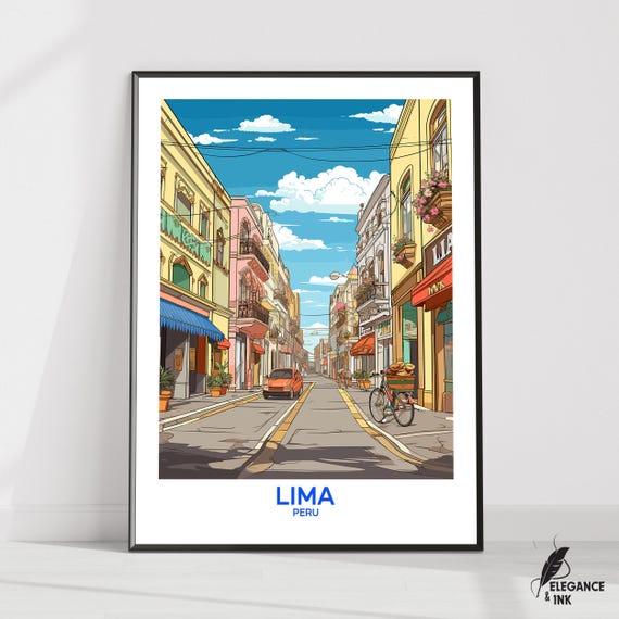 Lima Posterlima Travel Printlima Wall Artlima Decorlima Illustrationlima Art Gift Idealima Wedding Anniversary