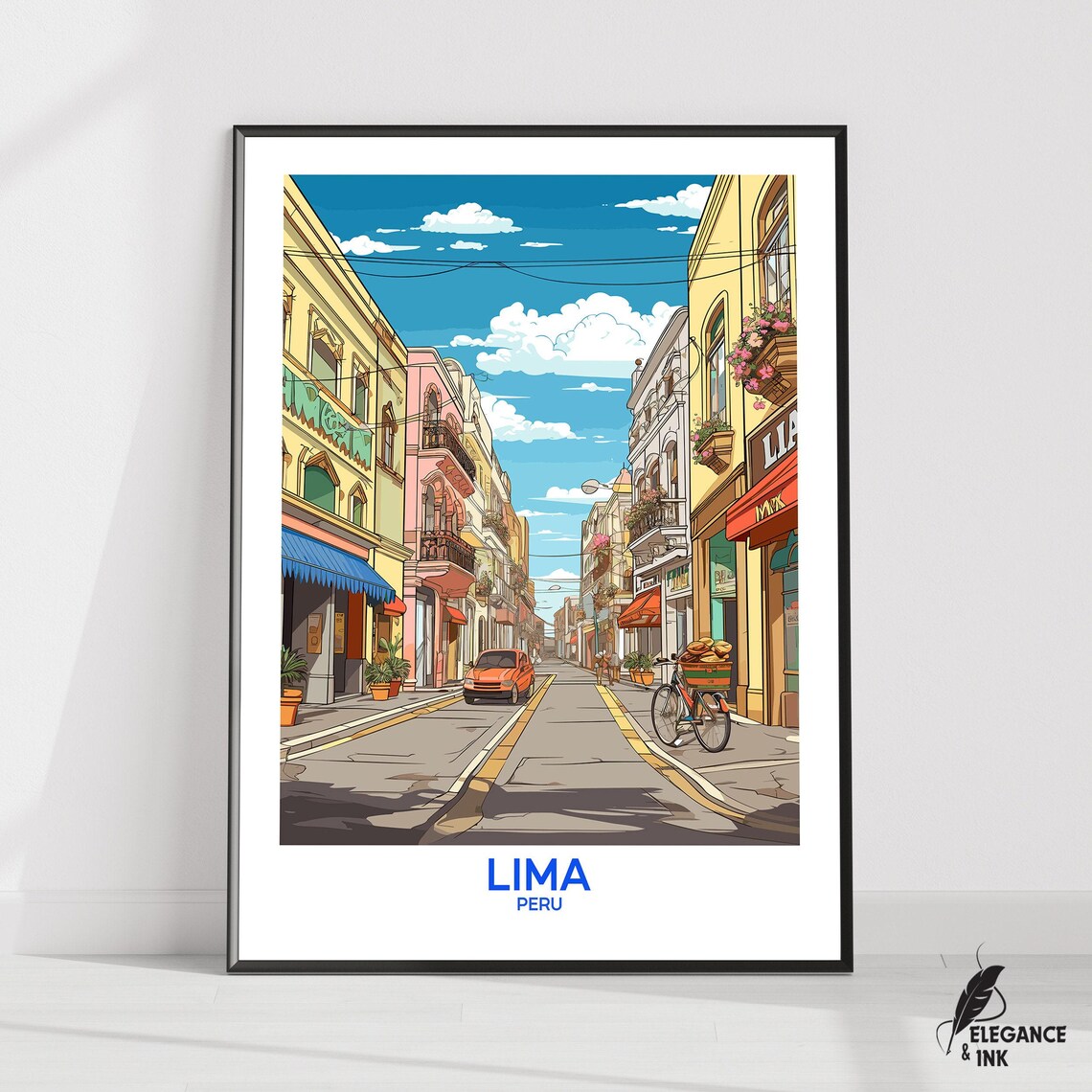 Lima Posterlima Travel Printlima Wall Artlima Decorlima Illustrationlima Art Gift Idealima Wedding Anniversary