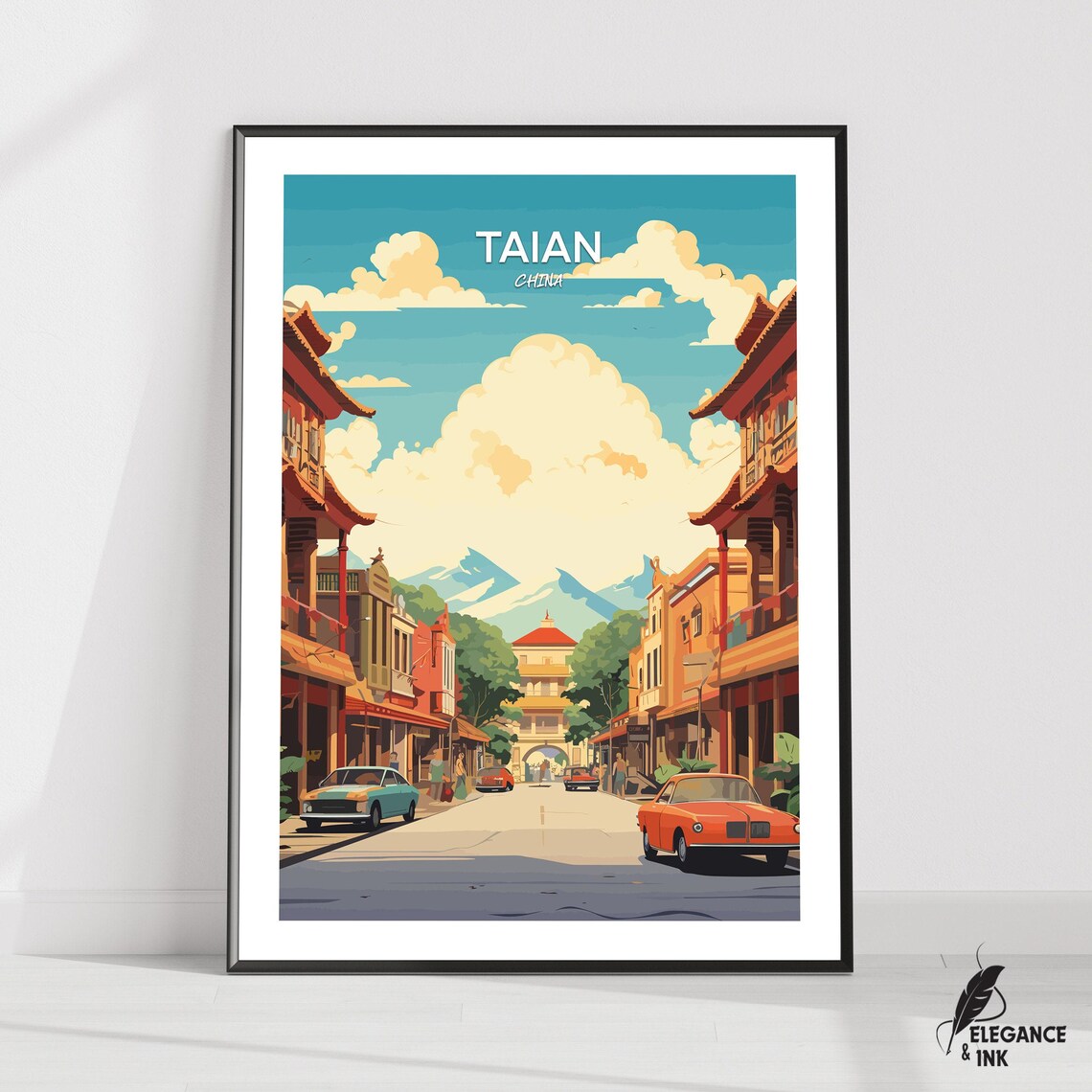 Taian Travel Print Wall Arttaian Minimalist Painting Modern Poster Artworkshandong Home Decor Exhibition City Photo