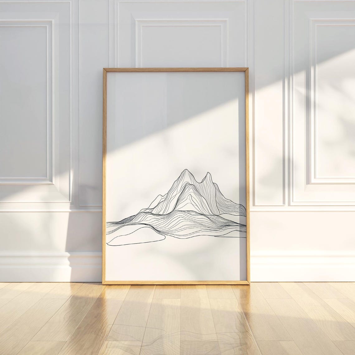 Minimalist Mountain Peak Single Line Art Modern Drawing Poster
