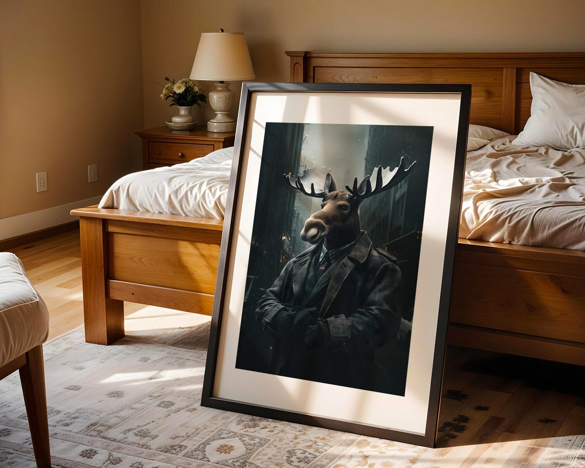 Moose In City Urban Animal Illustration Art Print Trendy Wall Room Decor Prints Poster - Image 4
