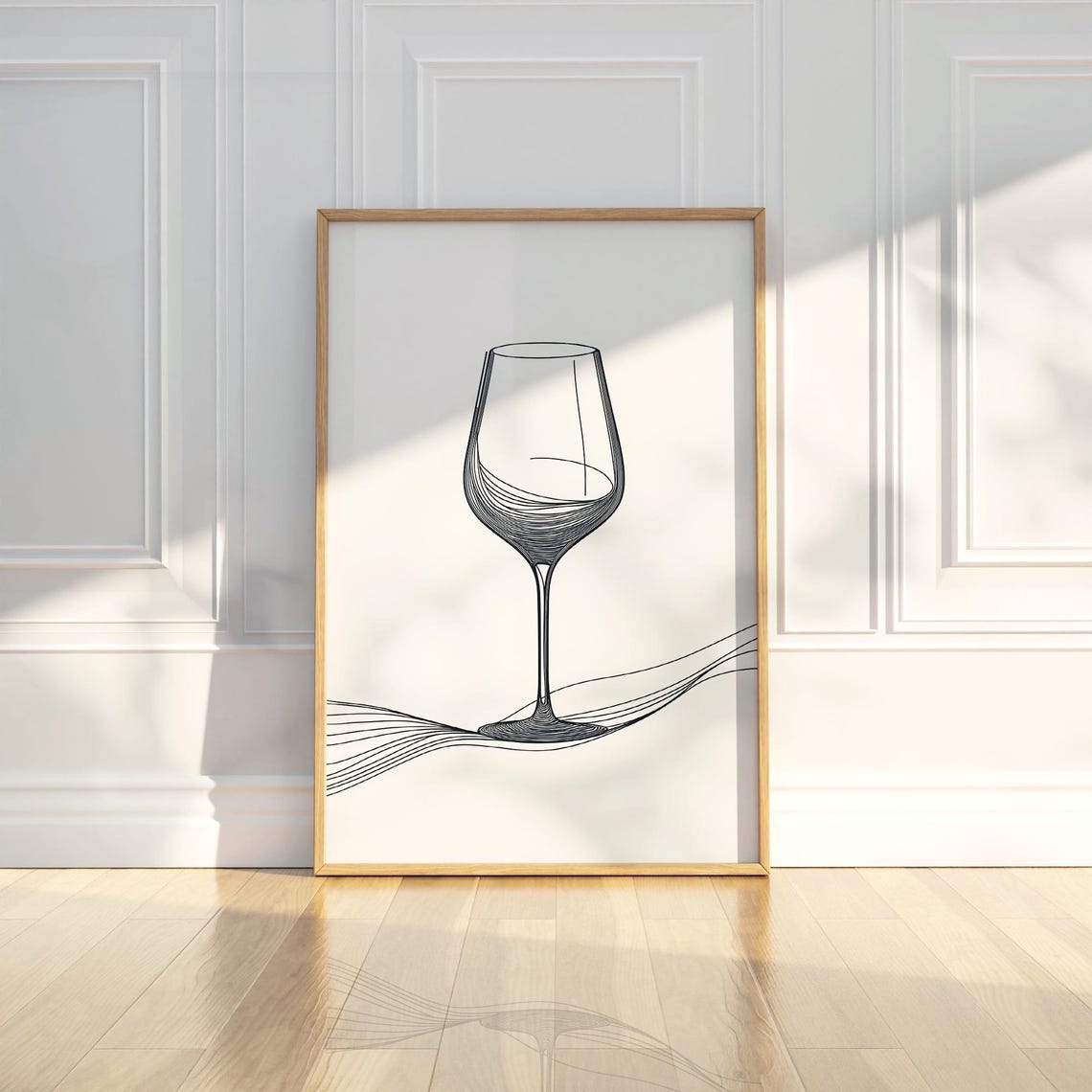 Minimalist Wine Glass Line Art Kitchen Bar Wall Decor Poster