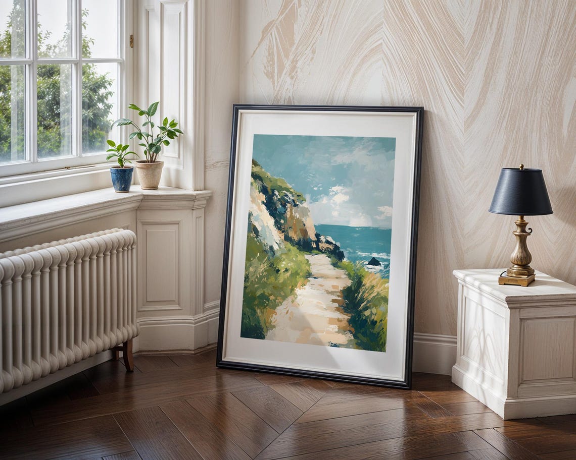 Coastal Cliff Path Impressionist Sea View Ocean Walkway Poster - Image 4