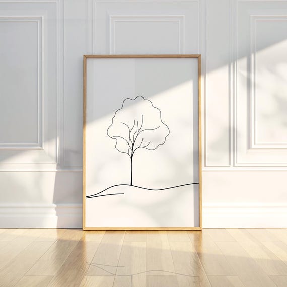 Minimalist Abstract Tree Plant Line Art Pencil Sketch Drawing Trendy Poster Wall Print Modern Home Decor Gift