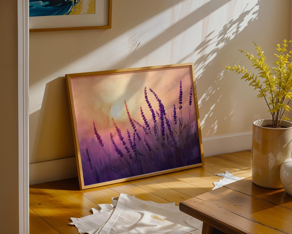Lavender Field Purple Sunset Nature Botanical Calming Art Poster - Image 3