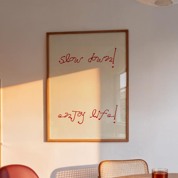 Simple Office Wall Art Living Room Prints Mid Century Modern Poster Slow Down Enjoy Life Print Retro Bedroom