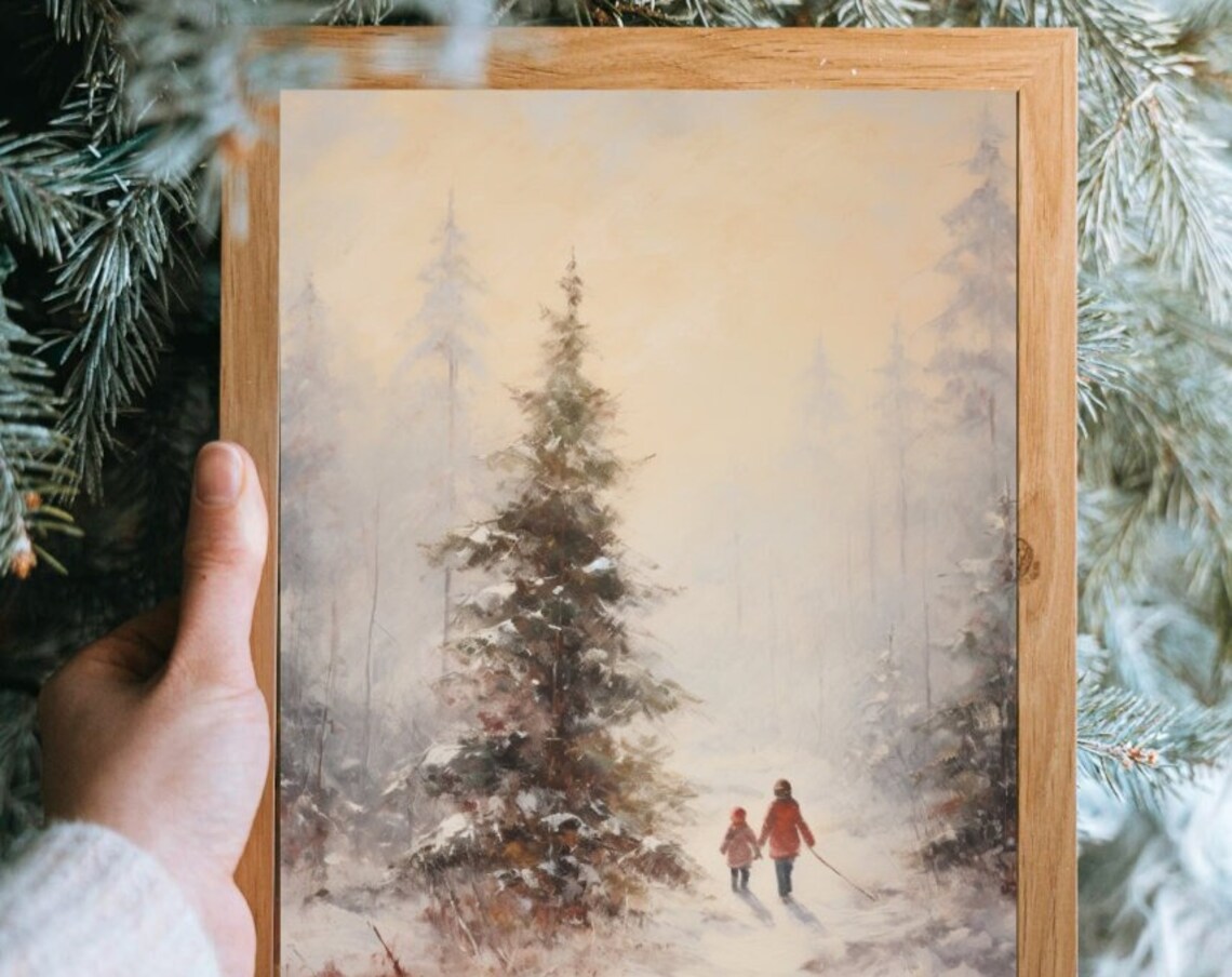 Winter Forest Snow Scene Children Vintage Impressionist Landscape Poster - Image 2