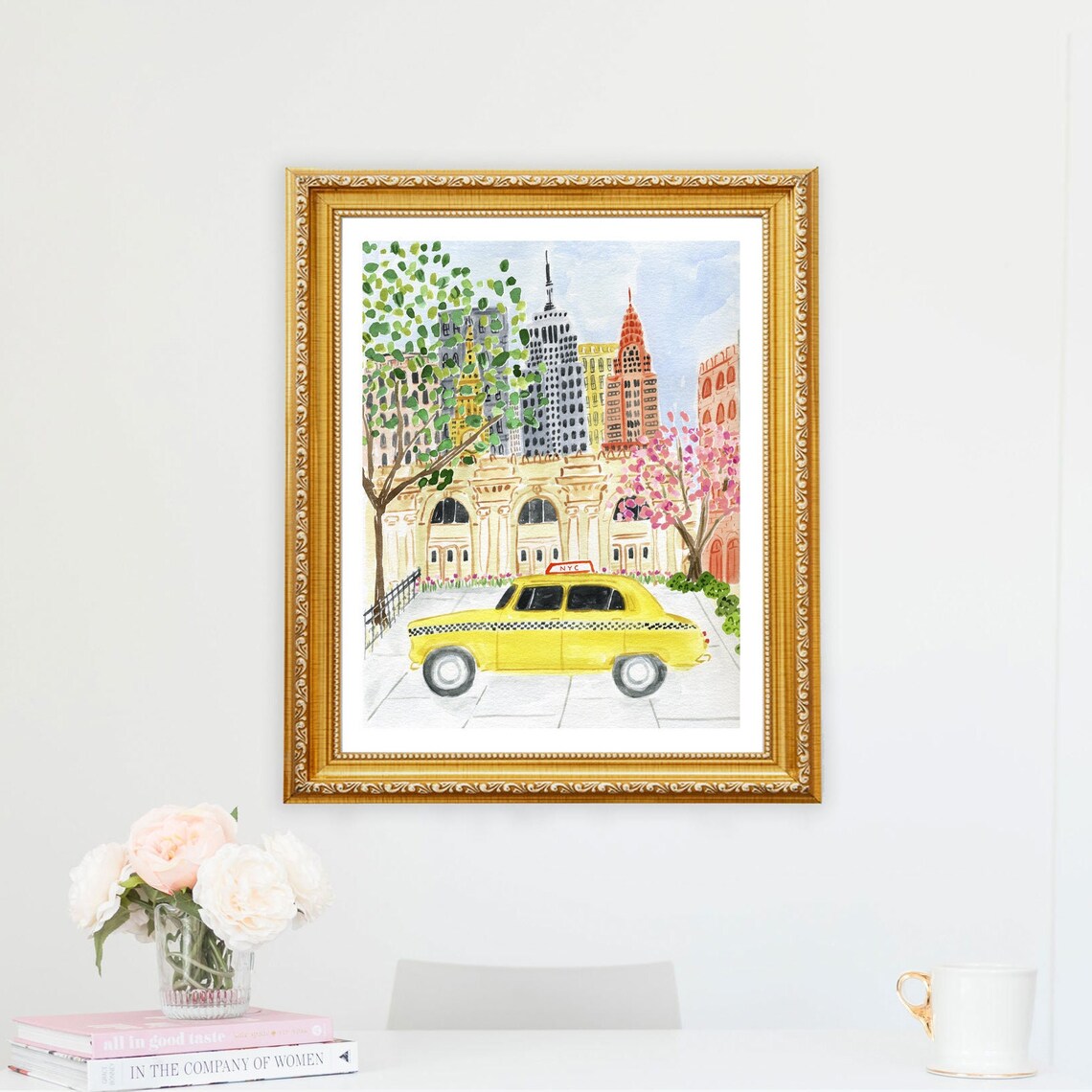 New York City Watercolor Travel Poster, NYC Landmarks - Image 3