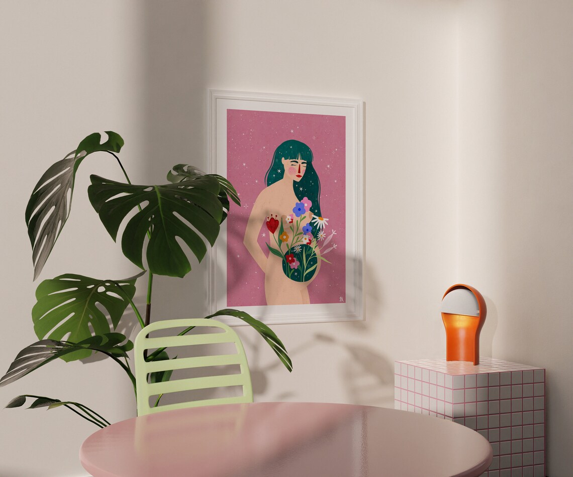 Womb In Bloom Motherhood Art Print, New Mum - Image 3