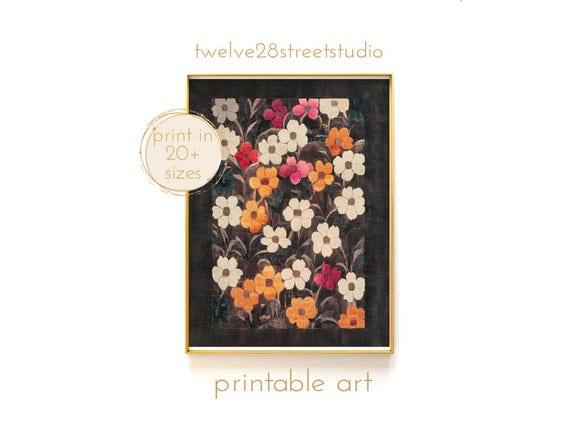 Vintage Rustic Textile Pattern Instant Downloand Artwork Print In 20 Sizes Wall Art Vintage Wall Art Moody Wall Art
