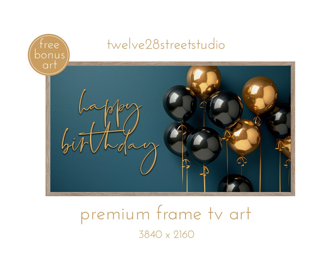 Happy Birthday Frame TV Decor Wall Art Print