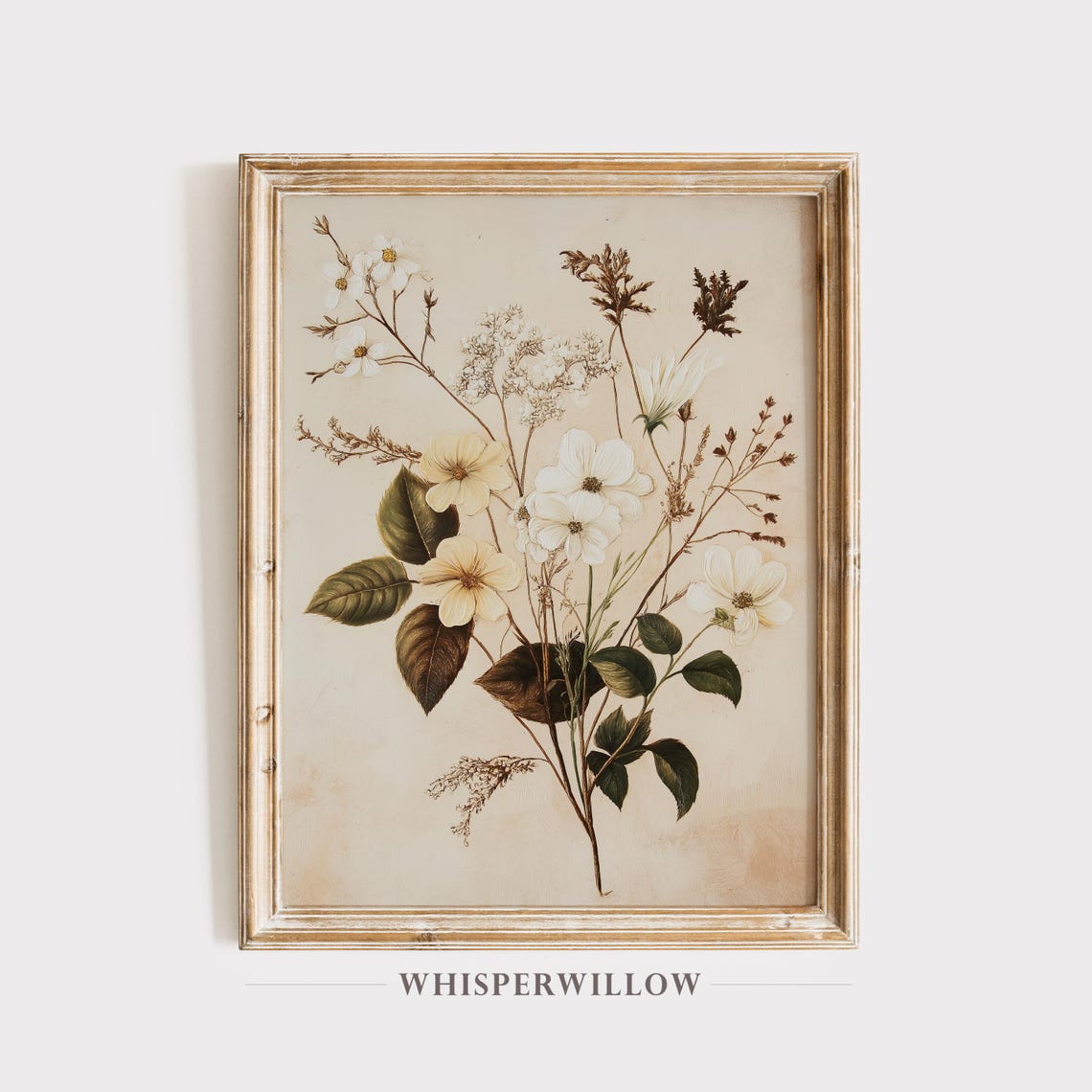 Vintage Herbarium Style Wildflower Botanical Study Cream Poster