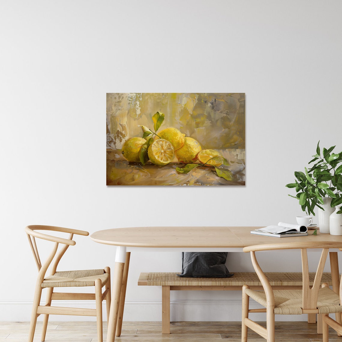 Fresh Lemons With Green Leaves Bright Citrus Still Life Art Poster - Image 2