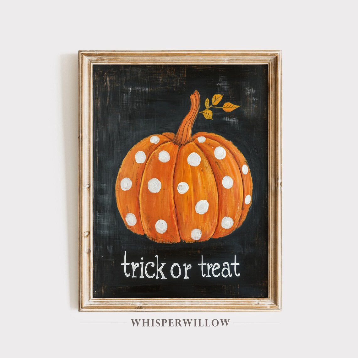 Polka Dot Pumpkin Trick or Treat Painting Cute Halloween Poster