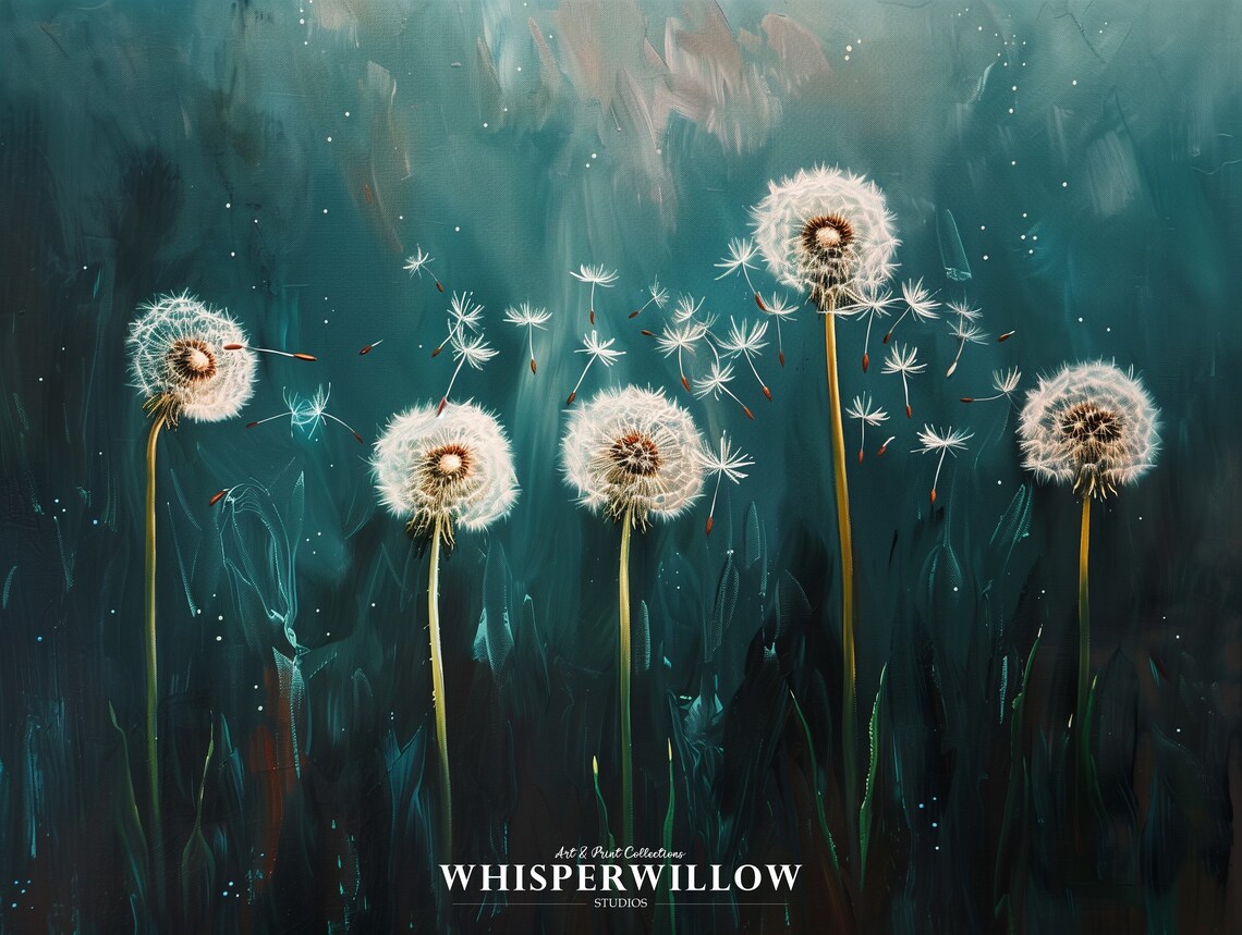 Midnight Dandelion Blues Art Print, Botanical Decor - Image 6