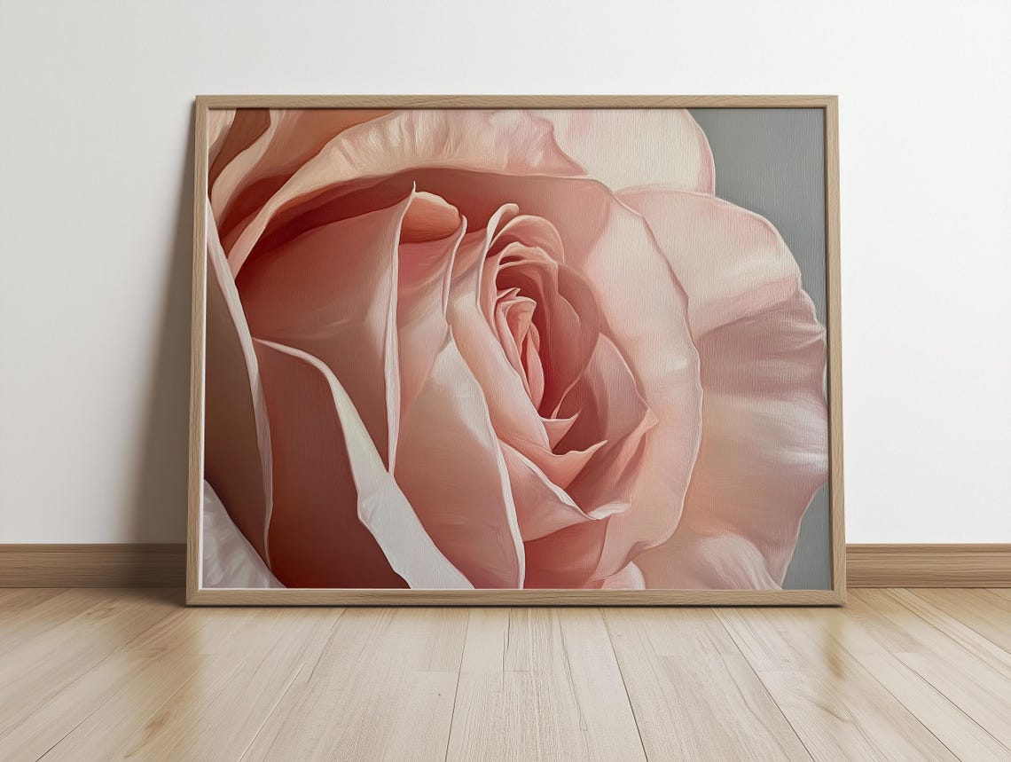 Soft Blush Pink Rose Flower Close Up Painterly Floral Poster - Image 4