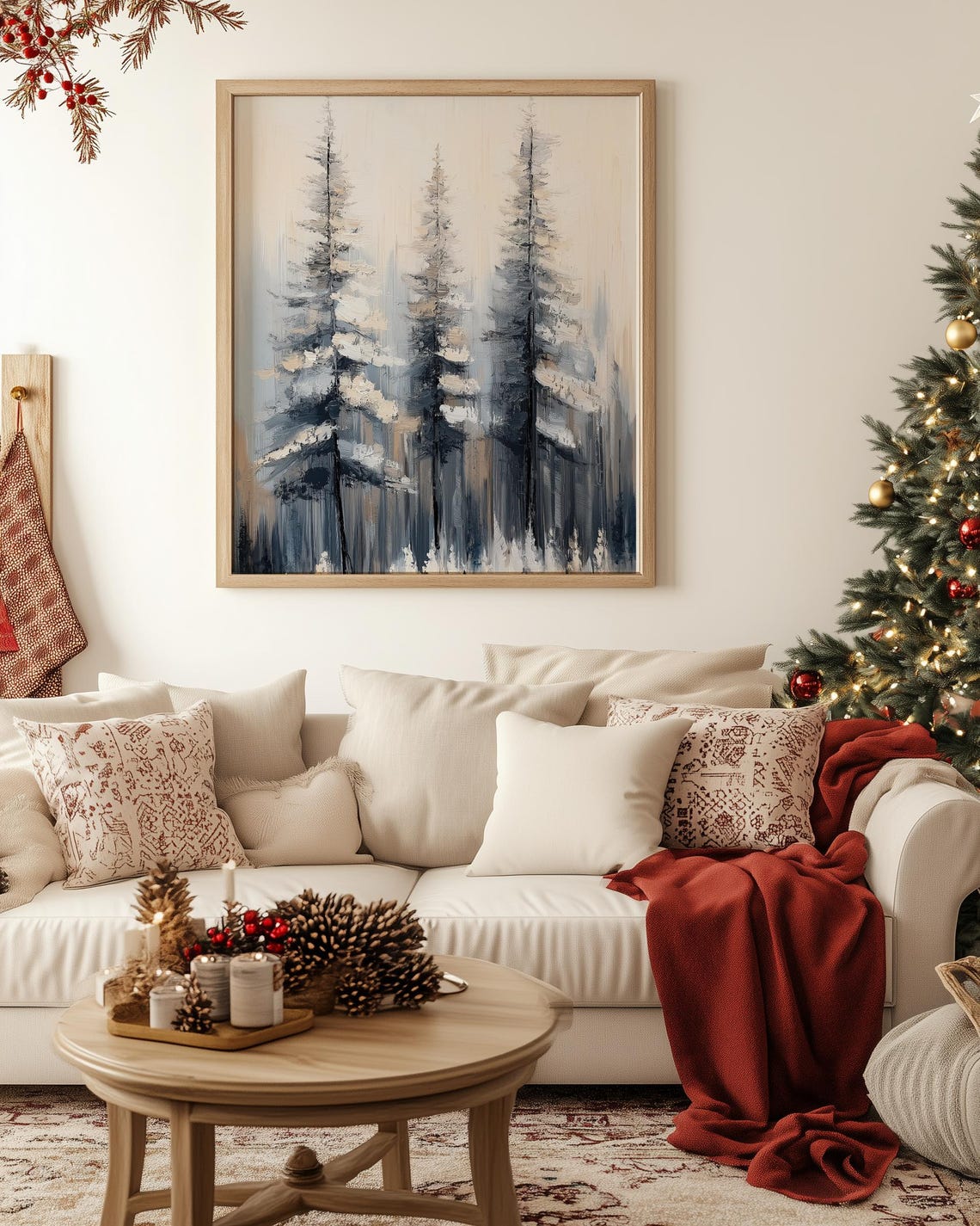 Abstract Snowy Pine Forest Tall Trees Winter Wonderland Poster - Image 5