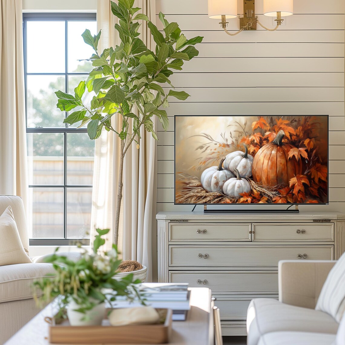 Pumpkins Autumn Leaves Still Life, Fall Art Print - Image 4